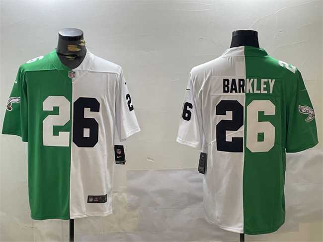 Men%27s Philadelphia Eagles #26 Saquon Barkley Green White Split Vapor Untouchable Limited Stitched Football Jersey